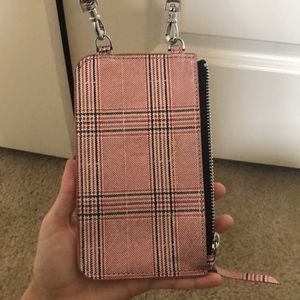 pink plaid bandolier wallet/satchel